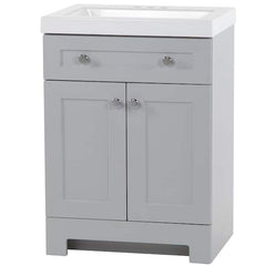 Everdean 25 in. Single Sink Pearl Gray Bath Vanity with White Cultured Marble Top (Assembled)