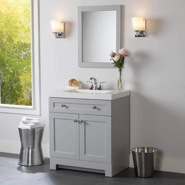 Everdean 31 in. Single Sink Pearl Gray Bath Vanity with White Cultured Marble Top (Assembled)