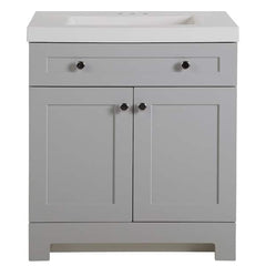 Everdean 31 in. Single Sink Pearl Gray Bath Vanity with White Cultured Marble Top (Assembled)