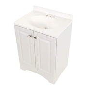 25 in. Single Sink White Bath Vanity with Cultured Marble Top (Assembled)