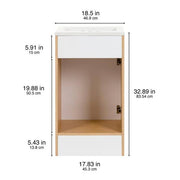 19 in. Single Sink White Bath Vanity with White Cultured Marble Top (Assembled)