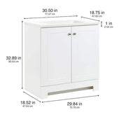 31 in. Single Sink White Bath Vanity with White Cultured Marble Top (Assembled)