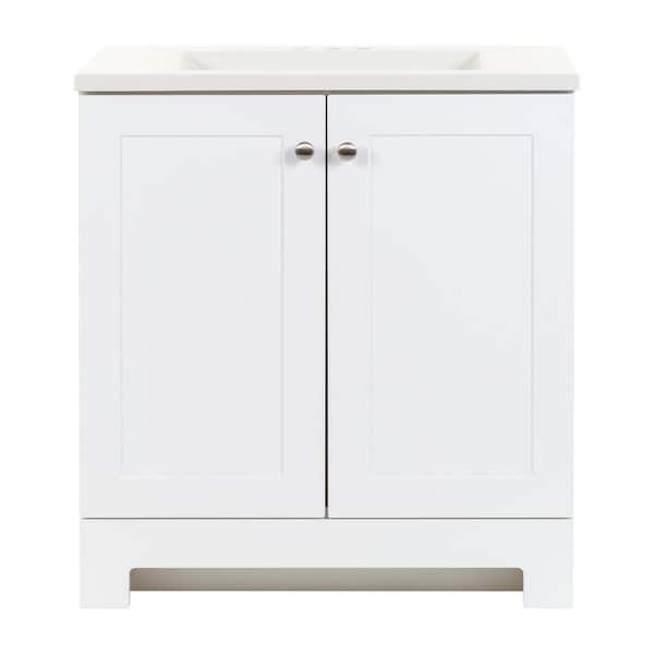 31 in. Single Sink White Bath Vanity with White Cultured Marble Top (Assembled)