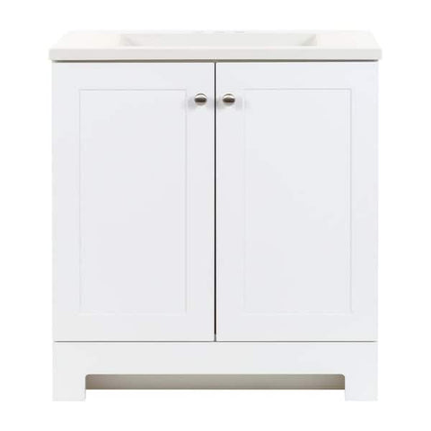 31 in. Single Sink White Bath Vanity with White Cultured Marble Top (Assembled)