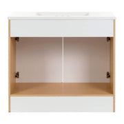 37 in. Single Sink White Bath Vanity with White Cultured Marble Top (Assembled)