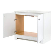 37 in. Single Sink White Bath Vanity with White Cultured Marble Top (Assembled)