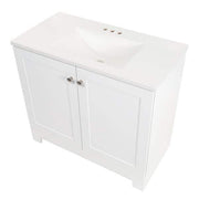 37 in. Single Sink White Bath Vanity with White Cultured Marble Top (Assembled)