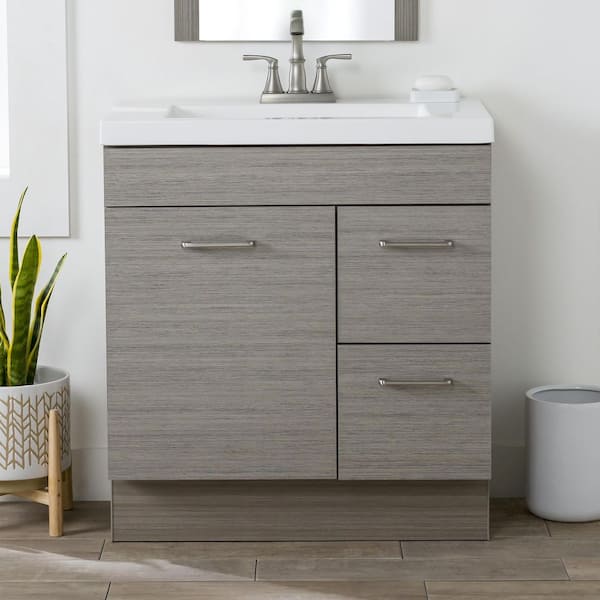 Jayli 31 in. Single Sink Haze Bath Vanity with White Cultured Marble Top (Assembled)