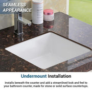 Andover 16-1/8 in. Undermount Ceramic Square Bathroom Sink in White