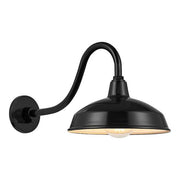 Easton 11 in. 1-Light Glossy Black Barn Outdoor Wall Light Lantern Sconce with Steel Shade