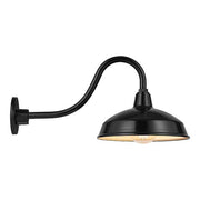 Easton 11 in. 1-Light Glossy Black Barn Outdoor Wall Light Lantern Sconce with Steel Shade