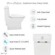 Sublime II 1-Piece 1.1/1.6 GPF Dual Flush Compact 24 in. Round Toilet in Glossy White Seat Included