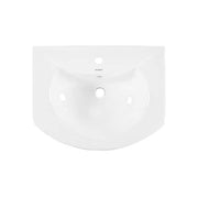 Modern White Ceramic Rectangular Chateau Pedestal Bathroom Vessel Sink with Round Single Faucet Hole