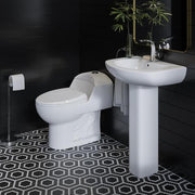 Modern White Ceramic Rectangular Chateau Pedestal Bathroom Vessel Sink with Round Single Faucet Hole