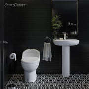Modern White Ceramic Rectangular Chateau Pedestal Bathroom Vessel Sink with Round Single Faucet Hole