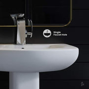 Modern White Ceramic Rectangular Chateau Pedestal Bathroom Vessel Sink with Round Single Faucet Hole