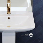 Sublime Pedestal Bathroom Ceramic Vessel Sink Round Single Faucet Hole in White
