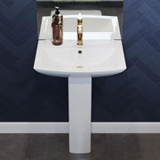 Sublime Pedestal Bathroom Ceramic Vessel Sink Round Single Faucet Hole in White