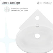 Plasir Ceramic Corner Novelty Wall Hung Vessel Sink in White
