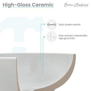 Plasir Ceramic Corner Novelty Wall Hung Vessel Sink in White