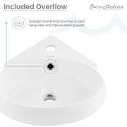 Plasir Ceramic Corner Novelty Wall Hung Vessel Sink in White