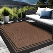 9 X 12 Gold Black Aloha Washable Bordered Indoor Outdoor Area Rug