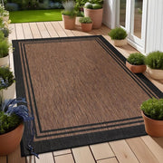 9 X 12 Gold Black Aloha Washable Bordered Indoor Outdoor Area Rug