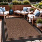 9 X 12 Gold Black Aloha Washable Bordered Indoor Outdoor Area Rug