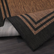 9 X 12 Gold Black Aloha Washable Bordered Indoor Outdoor Area Rug