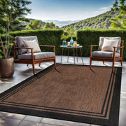 9 X 12 Gold Black Aloha Washable Bordered Indoor Outdoor Area Rug