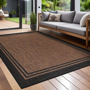 9 X 12 Gold Black Aloha Washable Bordered Indoor Outdoor Area Rug