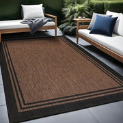 9 X 12 Gold Black Aloha Washable Bordered Indoor Outdoor Area Rug