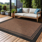 9 X 12 Gold Black Aloha Washable Bordered Indoor Outdoor Area Rug