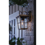 Barrington 11.25 in. 1-Light Golden Bronze Hardwired Outdoor Wall Light Lantern Sconce with Clear Water Glass
