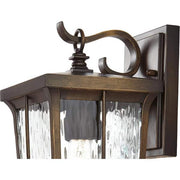 Barrington 11.25 in. 1-Light Golden Bronze Hardwired Outdoor Wall Light Lantern Sconce with Clear Water Glass