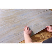 Golden Travertine 3 mil x 24 in. W x 12 in.L Peel and Stick Water Resistant Vinyl Tile Flooring (30 sq. ft.)