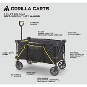 7 cu. ft. (36 in. x 21 in. x 15 in.), Oversized Outdoor Folding Utility Wagon, Expandable Side Pockets, Flat-Free Tires