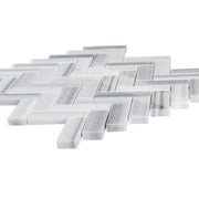 Zebra Plains Gray 12.875 in x 11.125 in. Herringbone Polished Marble Wall and Floor Mosaic Tile (0.994 sq. ft./Each)