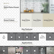 Zebra Plains Gray 12.875 in x 11.125 in. Herringbone Polished Marble Wall and Floor Mosaic Tile (0.994 sq. ft./Each)