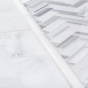 Zebra Plains Gray 12.875 in x 11.125 in. Herringbone Polished Marble Wall and Floor Mosaic Tile (0.994 sq. ft./Each)