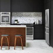 Zebra Plains Gray 12.875 in x 11.125 in. Herringbone Polished Marble Wall and Floor Mosaic Tile (0.994 sq. ft./Each)