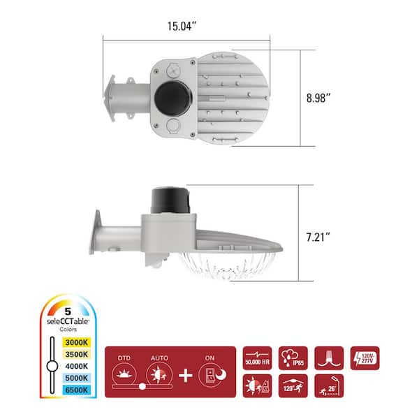 250-Watt Equivalent Integrated LED, Gray Area Light Motion Sensing, 9000 Lumens - Thumbnail 4