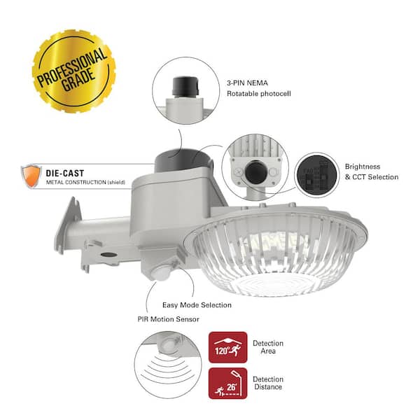 250-Watt Equivalent Integrated LED, Gray Area Light Motion Sensing, 9000 Lumens - Thumbnail 3