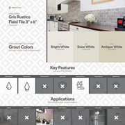 Gris Rustico 3 in. x 6 in. Glossy Textured Ceramic Wall Tile (5.38 sq. ft. /Case)