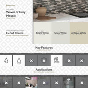 Waves of Grey/Silver 11.875 in. x 11.375 in. Interlocking Glossy Glass/Metal Mosaic Tile (0.938 sq. ft./Each)
