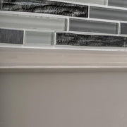 Waves of Grey/Silver 11.875 in. x 11.375 in. Interlocking Glossy Glass/Metal Mosaic Tile (0.938 sq. ft./Each)