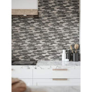 Waves of Grey/Silver 11.875 in. x 11.375 in. Interlocking Glossy Glass/Metal Mosaic Tile (0.938 sq. ft./Each)