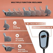 Gray Leather Power Lift Standard (No Motion) Recliner with Power Lift