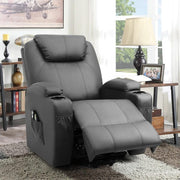 Gray Leather Power Lift Standard (No Motion) Recliner with Power Lift