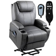 Gray Leather Power Lift Standard (No Motion) Recliner with Power Lift